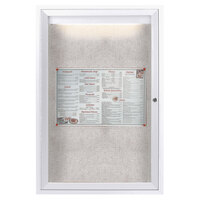 Aarco ODCC3624RIW 36" x 24" Enclosed Hinged Locking 1 Door Powder Coated White Outdoor Lighted Bulletin Board Cabinet