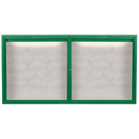 Aarco ODCC3672RIG 36" x 72" Enclosed Hinged Locking 2 Door Powder Coated Green Outdoor Lighted Bulletin Board Cabinet