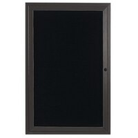 Aarco ADC4836BA 48" x 36" Enclosed Hinged Locking 1 Door Bronze Anodized Aluminum Indoor Message Center with Black Letter Board