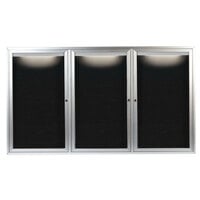 Aarco ADC4872-3I 48" x 72" Enclosed Hinged Locking 3 Door Satin Anodized Finish Aluminum Indoor Lighted Message Center with Black Letter Board