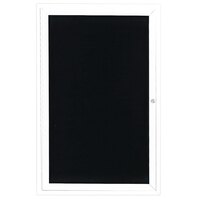 Aarco ADC2418W 24" x 18" Enclosed Hinged Locking 1 Door Powder Coated White Aluminum Indoor Message Center with Black Letter Board