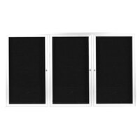 Aarco ADC4872-3W 48" x 72" Enclosed Hinged Locking 3 Door Powder Coated White Aluminum Indoor Message Center with Black Letter Board
