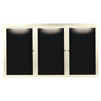 Aarco ADC4872-3IIV 48" x 72" Enclosed Hinged Locking 3 Door Powder Coated Ivory Aluminum Indoor Lighted Message Center with Black Letter Board