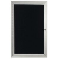 Aarco Enclosed Hinged Locking 1 Door Satin Anodized Finish Aluminum Indoor Message Center with Black Letter Board