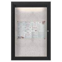 Aarco ODCC3624RIBK 36" x 24" Enclosed Hinged Locking 1 Door Powder Coated Black Outdoor Lighted Bulletin Board Cabinet