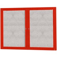 Aarco ODCC4860RR 48" x 60" Enclosed Hinged Locking 2 Door Powder Coated Red Outdoor Bulletin Board Cabinet