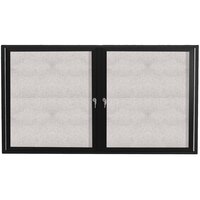 Aarco ODCC3660RBK 36" x 60" Enclosed Hinged Locking 2 Door Powder Coated Black Outdoor Bulletin Board Cabinet