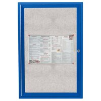 Aarco ODCC3624RB 36" x 24" Enclosed Hinged Locking 1 Door Powder Coated Blue Outdoor Bulletin Board Cabinet