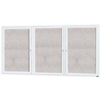 Aarco Enclosed Hinged Locking 3 Door Powder Coated White Outdoor Bulletin Board Cabinet