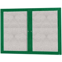 Aarco ODCC4860RG 48" x 60" Enclosed Hinged Locking 2 Door Powder Coated Green Outdoor Bulletin Board Cabinet
