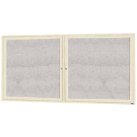 Aarco ODCC3672RIV 36" x 72" Enclosed Hinged Locking 2 Door Powder Coated Ivory Outdoor Bulletin Board Cabinet