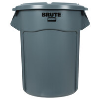 Rubbermaid BRUTE 55 Gallon Gray Round Trash Can and Lid