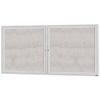 Aarco ODCC3672R 36" x 72" Enclosed Hinged Locking 2 Door Satin Anodized Aluminum Finish Outdoor Bulletin Board Cabinet