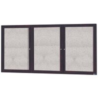 Aarco Enclosed Hinged Locking 3 Door Bronze Anodized Outdoor Bulletin Board Cabinet