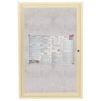 Aarco ODCC3624RIV 36" x 24" Enclosed Hinged Locking 1 Door Powder Coated Ivory Outdoor Bulletin Board Cabinet