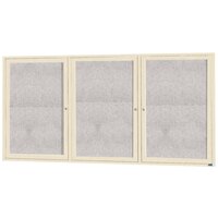 Aarco Enclosed Hinged Locking 3 Door Powder Coated Ivory Outdoor Bulletin Board Cabinet