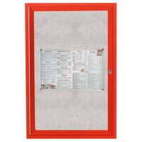 Aarco ODCC2418RR 24" x 18" Enclosed Hinged Locking 1 Door Powder Coated Red Outdoor Bulletin Board Cabinet