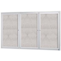 Aarco ODCC4872-3R 48" x 72" Enclosed Hinged Locking 3 Door Satin Anodized Aluminum Finish Outdoor Bulletin Board Cabinet