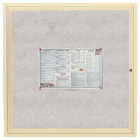 Aarco ODCC3636RIV 36" x 36" Enclosed Hinged Locking 1 Door Powder Coated Ivory Outdoor Bulletin Board Cabinet