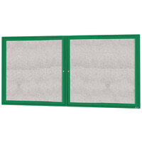 Aarco ODCC3672RG 36" x 72" Enclosed Hinged Locking 2 Door Powder Coated Green Outdoor Bulletin Board Cabinet