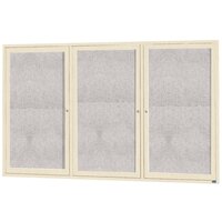 Aarco ODCC4872-3RIV 48" x 72" Enclosed Hinged Locking 3 Door Powder Coated Ivory Outdoor Bulletin Board Cabinet