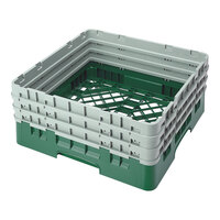 Cambro BR712119 Sherwood Green Camrack Customizable Full Size Base Rack with Closed Sides and 3 Extenders