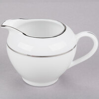 10 Strawberry Street DSL0016 8 oz. Double Line Silver Porcelain Creamer - 6/Case