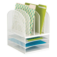 Safco 3266WH Onyx 11 1/2" x 9 1/2" x 13" White 8 Section Mesh Desk Organizer