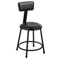 National Public Seating 18" Round Padded Lab Stool with Adjustable Padded Backrest