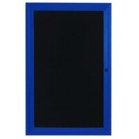 Aarco OADC3630B 36" x 30" Enclosed Hinged Locking 1 Door Powder Coated Blue Aluminum Outdoor Directory Board with Black Letter Board