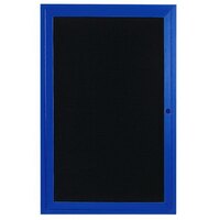 Aarco Enclosed Hinged Locking 1 Door Powder Coated Blue Aluminum Outdoor Directory Board with Black Letter Board