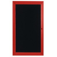 Aarco OADC3612R 36" x 12" Enclosed Hinged Locking 1 Door Powder Coated Red Aluminum Outdoor Directory Board with Black Letter Board