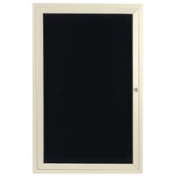 Aarco Enclosed Hinged Locking 1 Door Powder Coated Ivory Aluminum Outdoor Directory Board with Black Letter Board