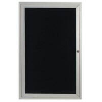 Aarco OADC3630 36" x 30" Enclosed Hinged Locking 1 Door Satin Anodized Finish Aluminum Outdoor Directory Board with Black Letter Board