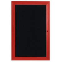 Aarco Enclosed Hinged Locking 1 Door Powder Coated Red Aluminum Outdoor Directory Board with Black Letter Board