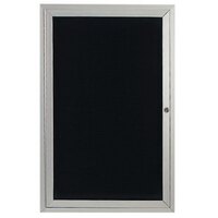 Aarco Enclosed Hinged Locking 1 Door Satin Anodized Finish Aluminum Outdoor Directory Board with Black Letter Board