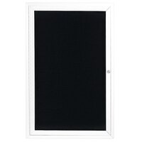 Aarco OADC3624W 36" x 24" Enclosed Hinged Locking 1 Door Powder Coated White Aluminum Outdoor Directory Board with Black Letter Board