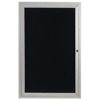 Aarco OADC3624 36" x 24" Enclosed Hinged Locking 1 Door Satin Anodized Finish Aluminum Outdoor Directory Board with Black Letter Board