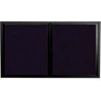 Aarco OADC3660BK 36" x 60" Enclosed Hinged Locking 2 Door Powder Coated Black Aluminum Outdoor Directory Board with Black Letter Board