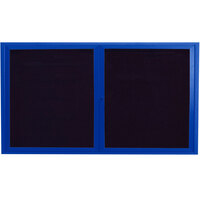 Aarco OADC3660B 36" x 60" Enclosed Hinged Locking 2 Door Powder Coated Blue Aluminum Outdoor Directory Board with Black Letter Board
