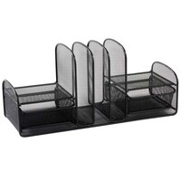 Safco 3263BL Onyx 17" x 6 3/4" x 7 3/4" Black 5 Section Mesh Desktop Organizer