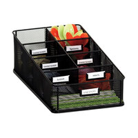 Safco 3291BL Onyx 16" x 8 1/2" x 5 1/4" Black 7 Section Mesh Breakroom Organizer