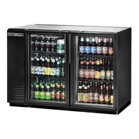True TBB-24GAL-48G-HC-LD 47 7/8" Black Glass Door Narrow Back Bar Refrigerator with LED Lighting