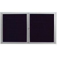 Aarco OADC3660 36" x 60" Enclosed Hinged Locking 2 Door Satin Anodized Finish Aluminum Outdoor Directory Board with Black Letter Board