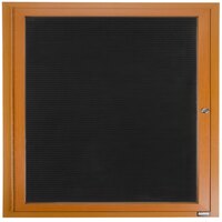 Aarco ADCO3636R 36" x 36" Enclosed Hinged Locking 1 Door Oak Finish Aluminum Indoor Directory Board with Felt Rear Panel