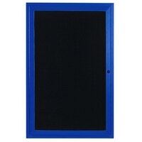 Aarco OADC4836B 48" x 36" Enclosed Hinged Locking 1 Door Powder Coated Blue Aluminum Outdoor Directory Board with Black Letter Board