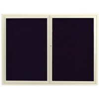 Aarco OADC4860IV 48" x 60" Enclosed Hinged Locking 2 Door Powder Coated Ivory Aluminum Outdoor Directory Board with Black Letter Board