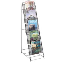 Safco 6461BL Onyx Steel Mesh 5 Compartment Magazine Display Rack