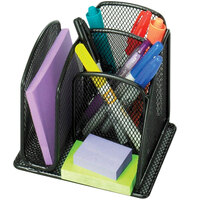 Safco 3250BL Onyx Mini 6" x 5 1/4" x 5 1/4" Black 3 Compartment Desktop Organizer