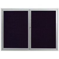 Aarco OADC4860 48" x 60" Enclosed Hinged Locking 2 Door Satin Anodized Finish Aluminum Outdoor Directory Board with Black Letter Board